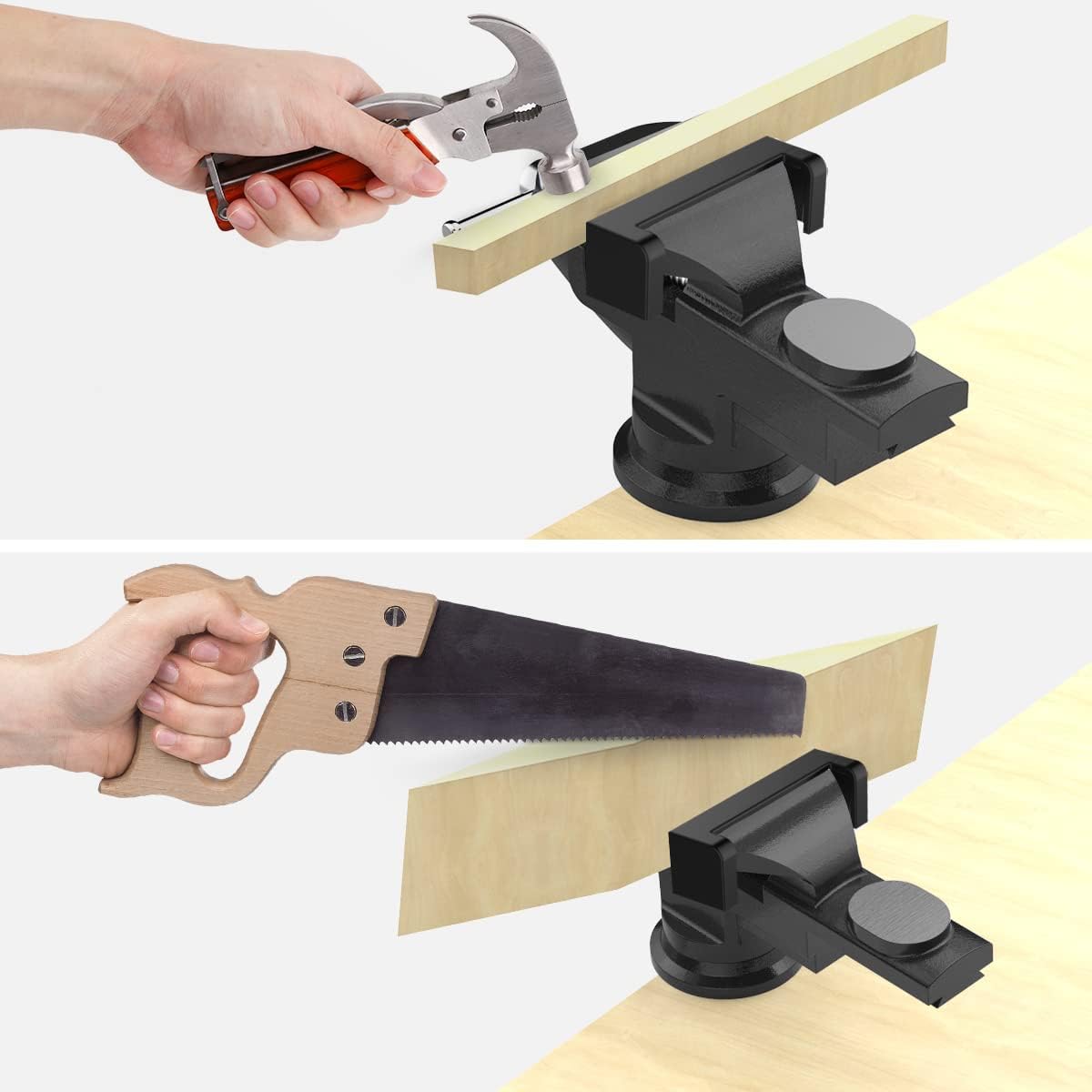 Housolution Universal Table Vise 3 Inch, 360°Swivel Base Bench Clamp