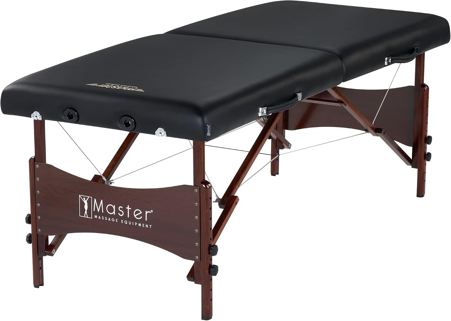 Master Massage Newport Portable Massage Table Package with Denser 2.5" Cushion, Walnut Stained Hardwood, Steel Support Cables, Pillows & Accessories, Royal Blue, 30"