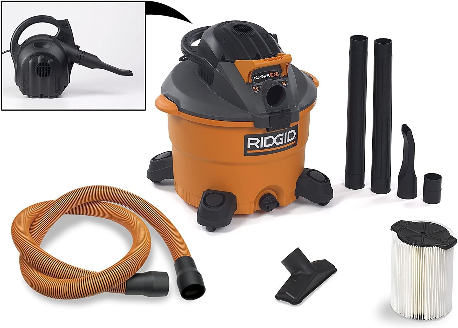RIDGID Wet Dry Vacuums VAC1200 Heavy Duty Wet Dry Vacuum Cleaner and Blower Vac, 12-Gallon