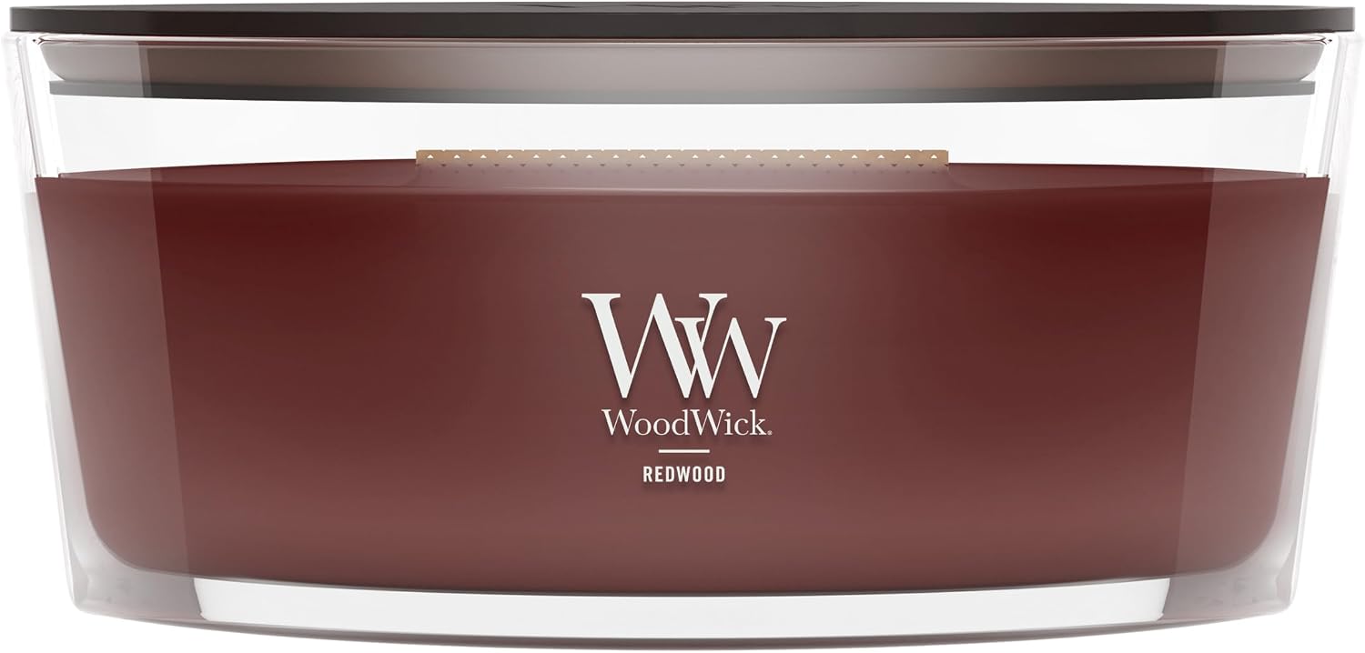 WoodWick Fireside Holiday Candle Gifts for Women and Men, 9.7 oz Medium Hourglass Candle with Crackling Wick