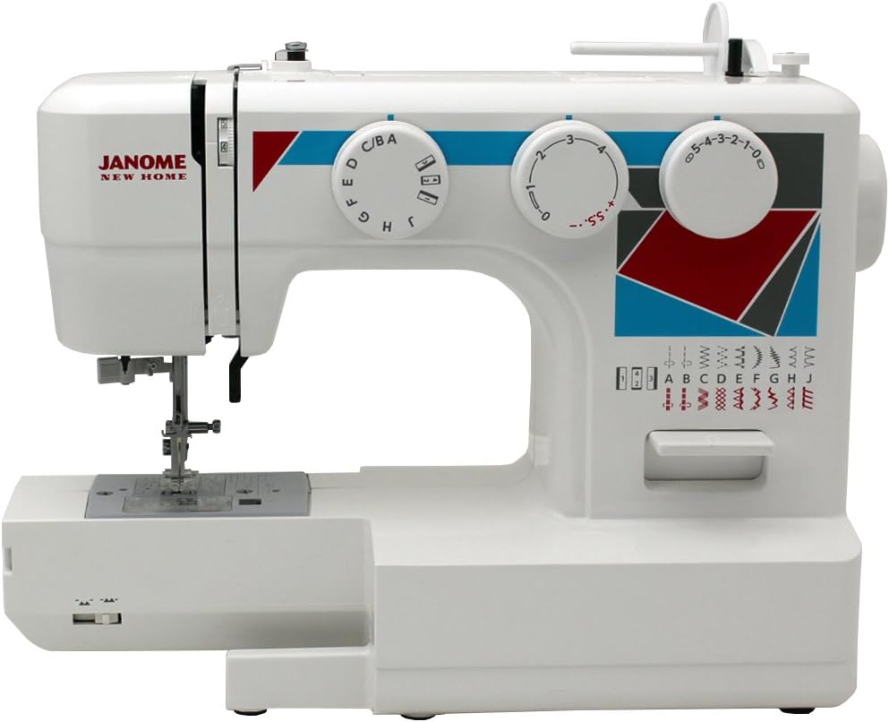 Janome MOD-19 Easy-to-Use Sewing Machine with 19 Stitches, Automatic Needle Threader and 5-Piece Feed Dogs,white