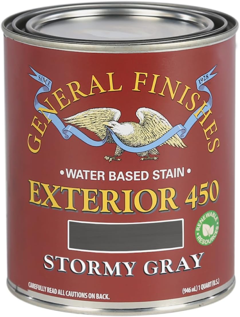 General Finishes Exterior 450 Water Based Wood Stain, 1 Quart, Cedar