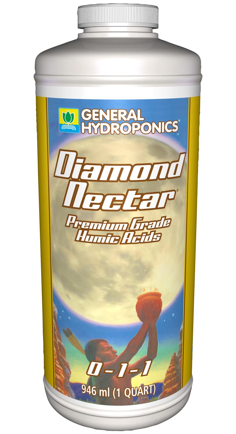 General Hydroponics GH1352 Diamond Nectar 0-1-1 Premium Grade Humic Acid for Soil, Soilless Mixes, Coco & Hydroponics, 1 Quart, Orange