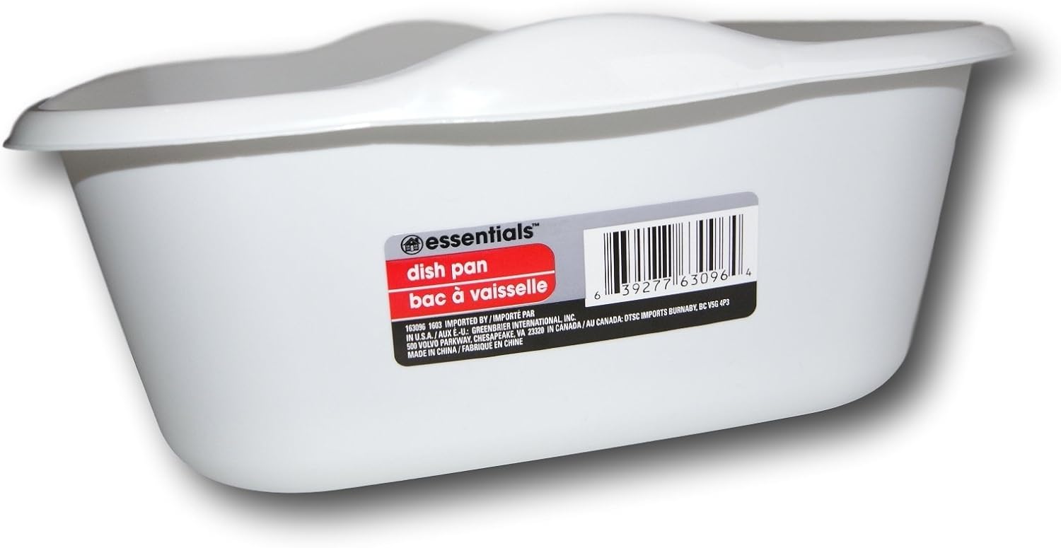 Essentials White Plastic Eight Quart Dishpan - 13½ x 11 x 4½H