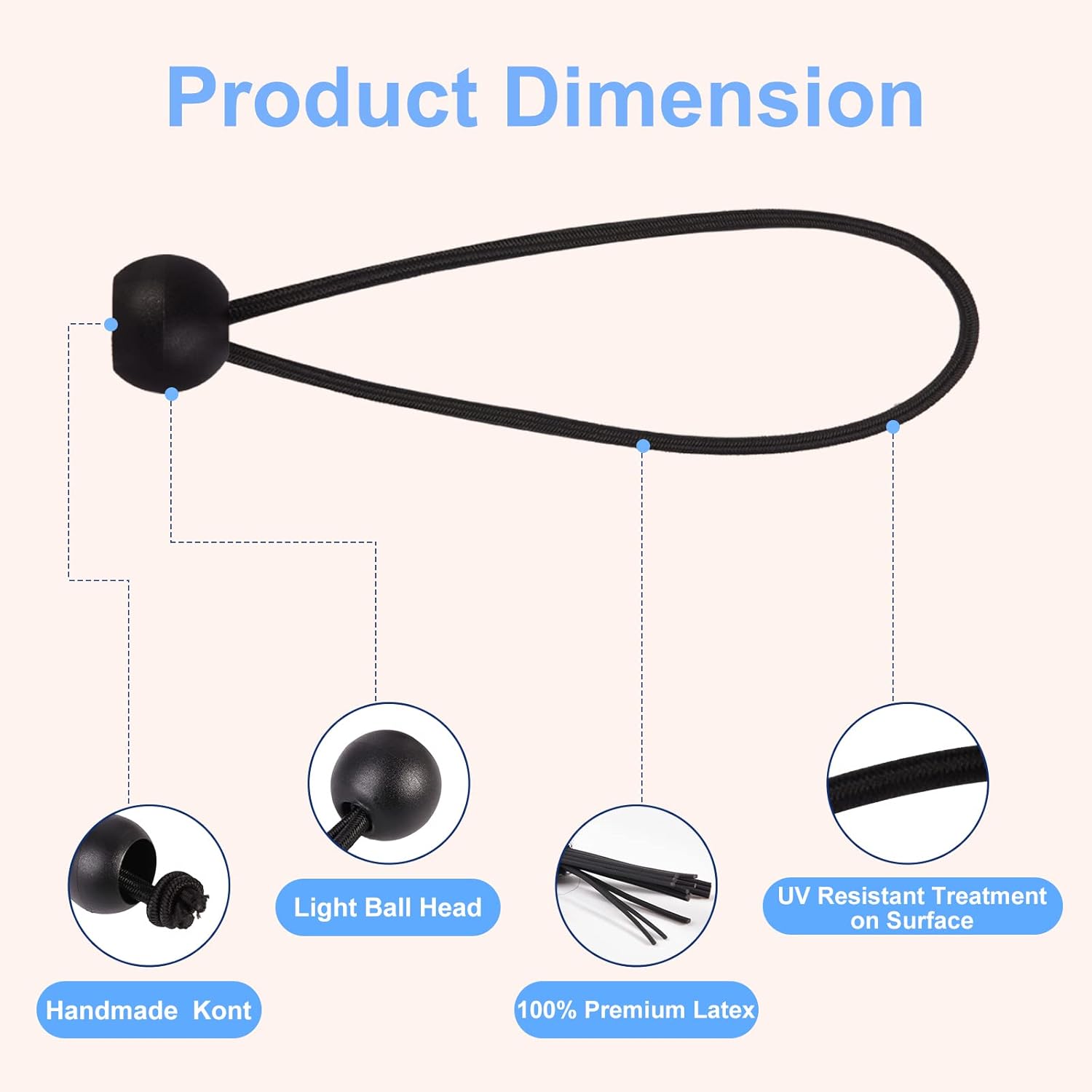 30PCS of 3 Sizes Ball Bungee Cords, 6, 9, 11 Inch Tarp Canopy Bungee Balls, Heavy Duty Tie Down Cord for Shelter, Gazebo, Camping, Tent, Cargo