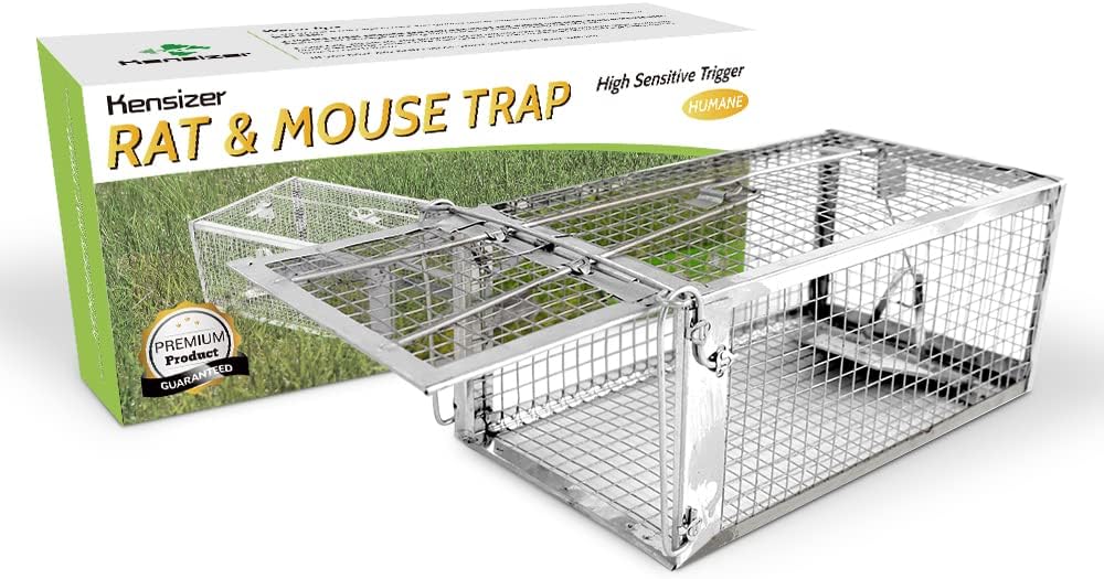 Kensizer Humane Rat Trap, Small Mouse Traps 10.5" L x 5.5" W x 4.5" H | Chipmunk Rodent Trap, Indoor and Outdoor, Mouse Voles Hamsters, Live Cage Catch and Release, 1-Pack