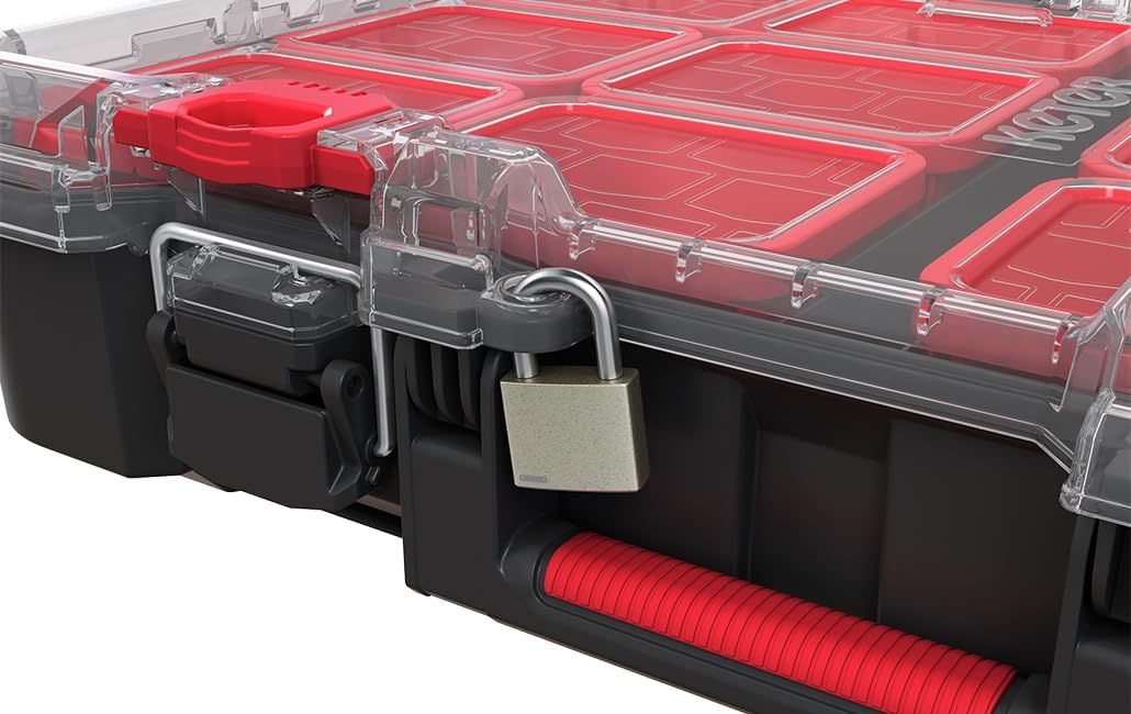 Keter Masterloader Resin Rolling Tool Box with Locking System and Removable Bins – Perfect Organization and Storage Chest for Power Drill, Tape Measure, and Screwdriver Set, Black | Black, Heavy Duty, Weatherproof, All Terrain Wheels, Durable, Easy Slide…