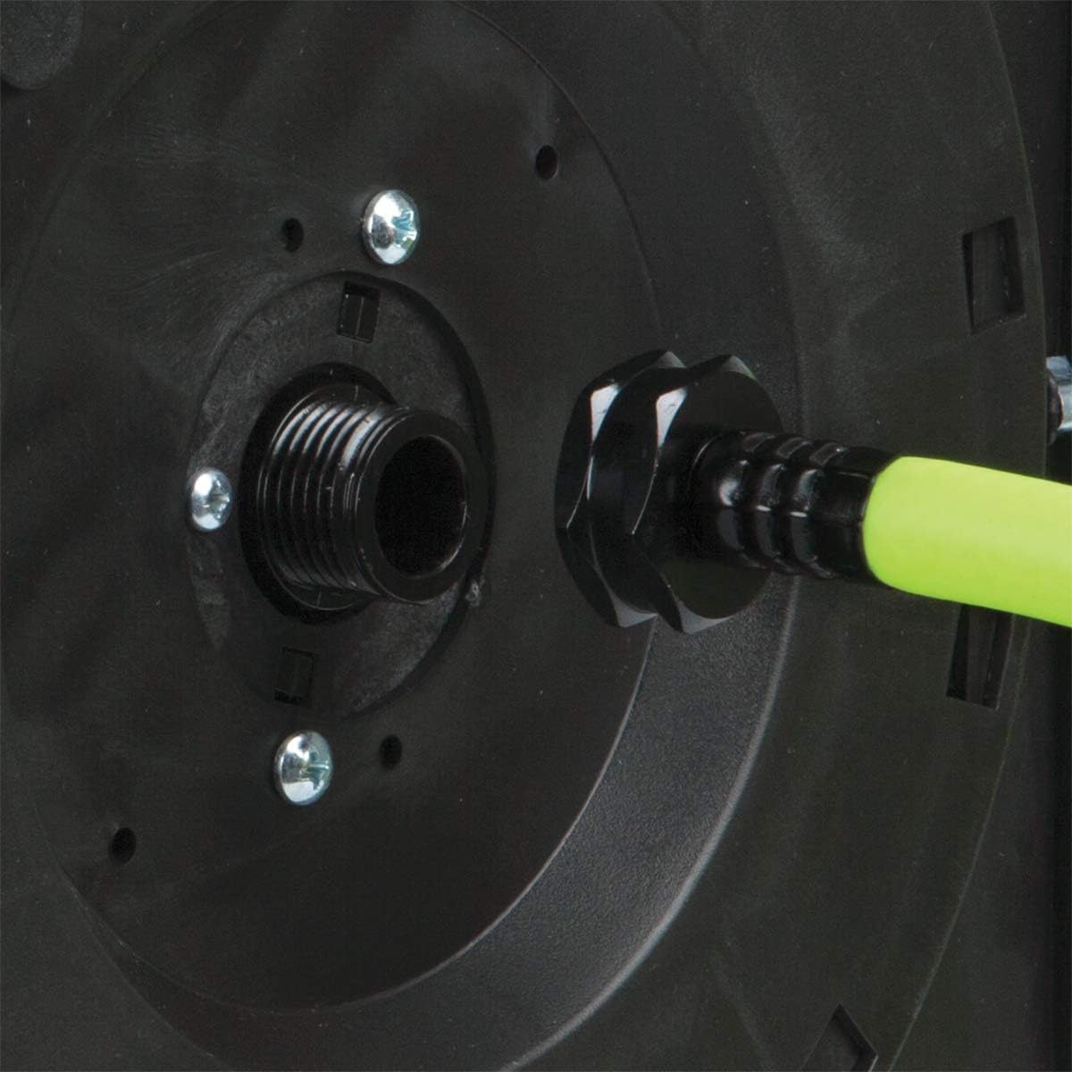 Flexzilla Levelwind Retractable Air Hose Reel, 3/8 in. x 75 ft., Heavy Duty, Lightweight, Hybrid, ZillaGreen - L8306FZ
