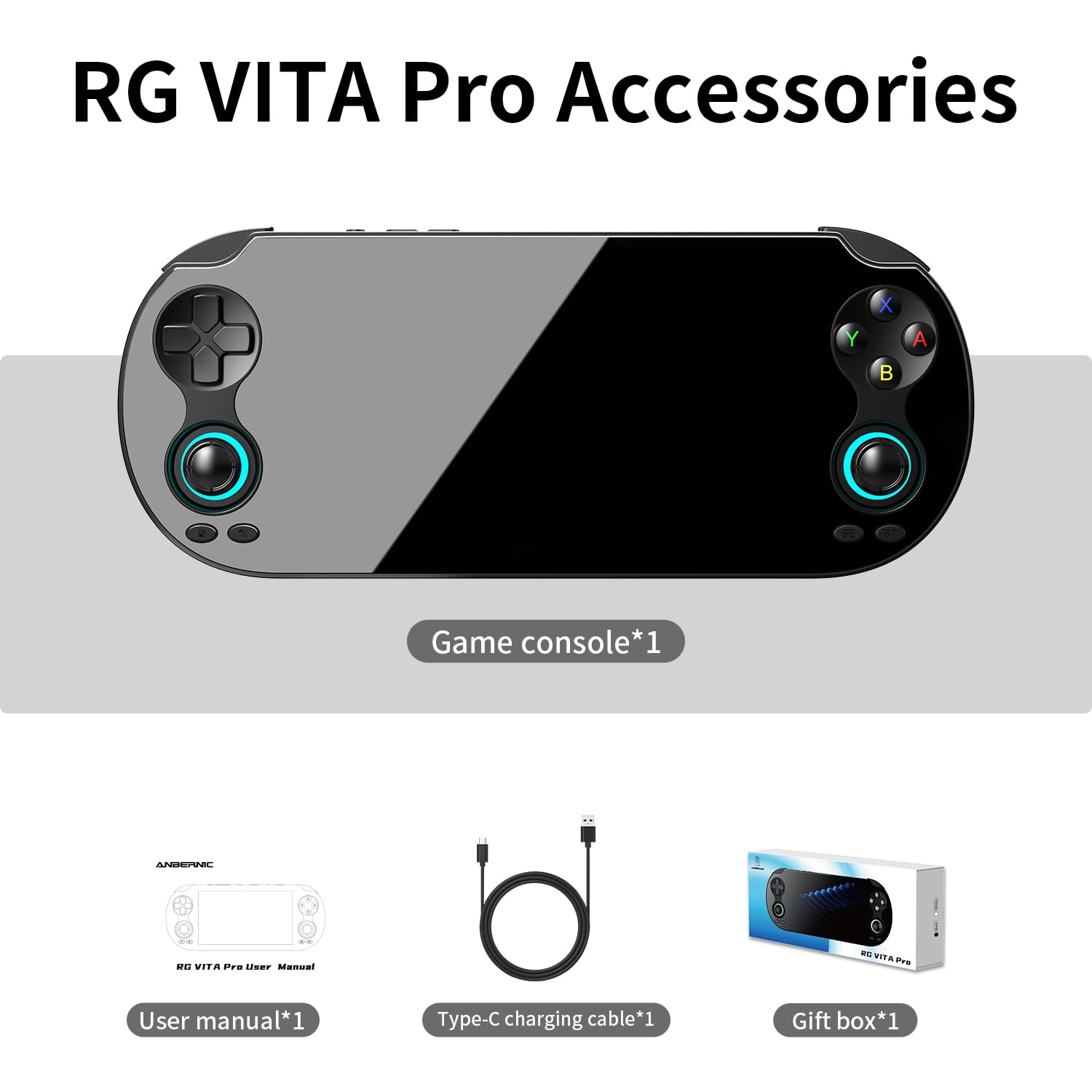 Aivuidbs RG VITA PRO Handheld Game Console RK3576 RGVITA PRO Dual OS Android 14 and Linux System 5.5" IPS INCELL touchscreen 5000mAh Supports WiFi Bluetooth HDMI NEW-RGVITA PRO-Black