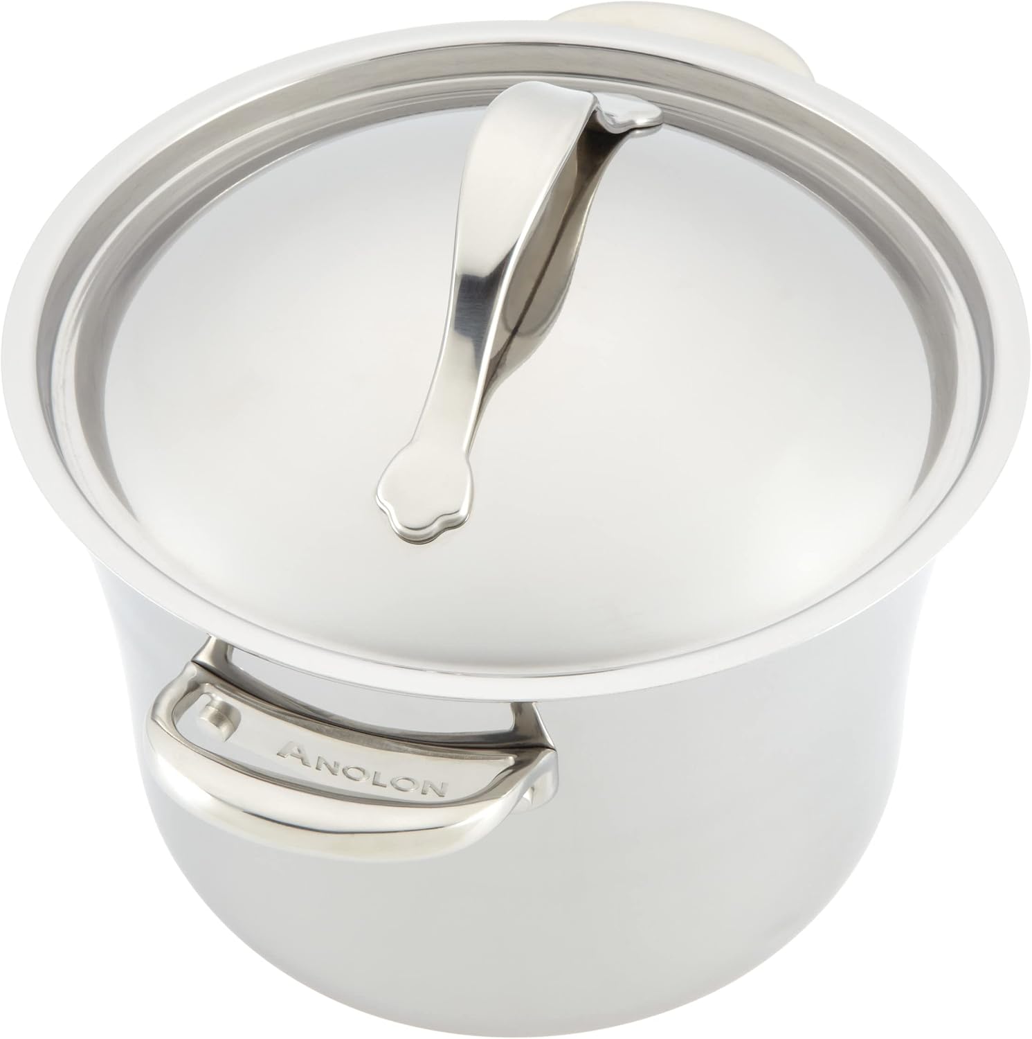 Anolon Nouvelle Stainless Steel Cookware Pots and Pans Set, 10 Piece | Stainless Steel Cookware Set with Lids, Oven Safe to 500°F, Durable Everyday Cooking, Dishwasher Safe
