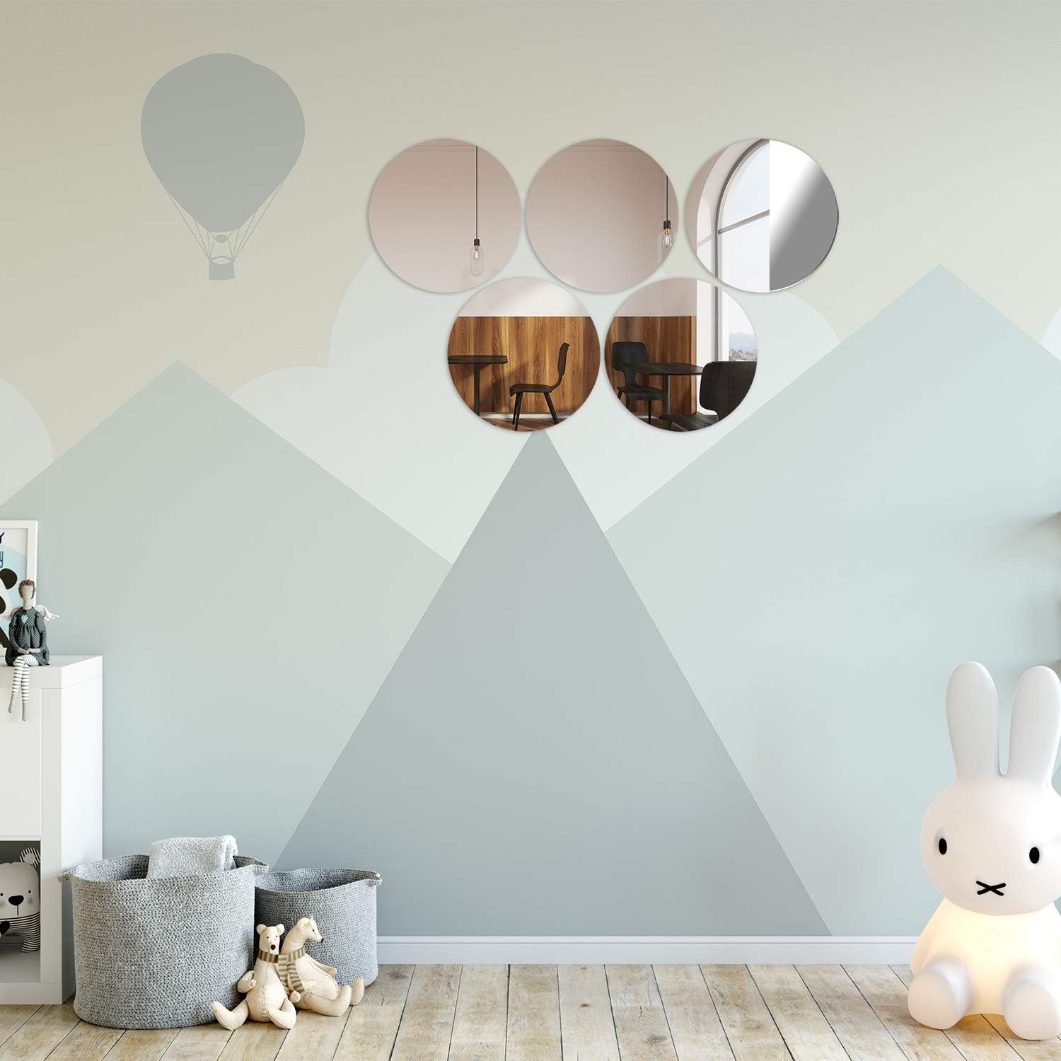 Aneco Acrylic Round Mirrors Non Glass Round Mirror Plate Self Adhesive Mirror Stickers for Home Wall Decor or Wedding Table Centerpiece