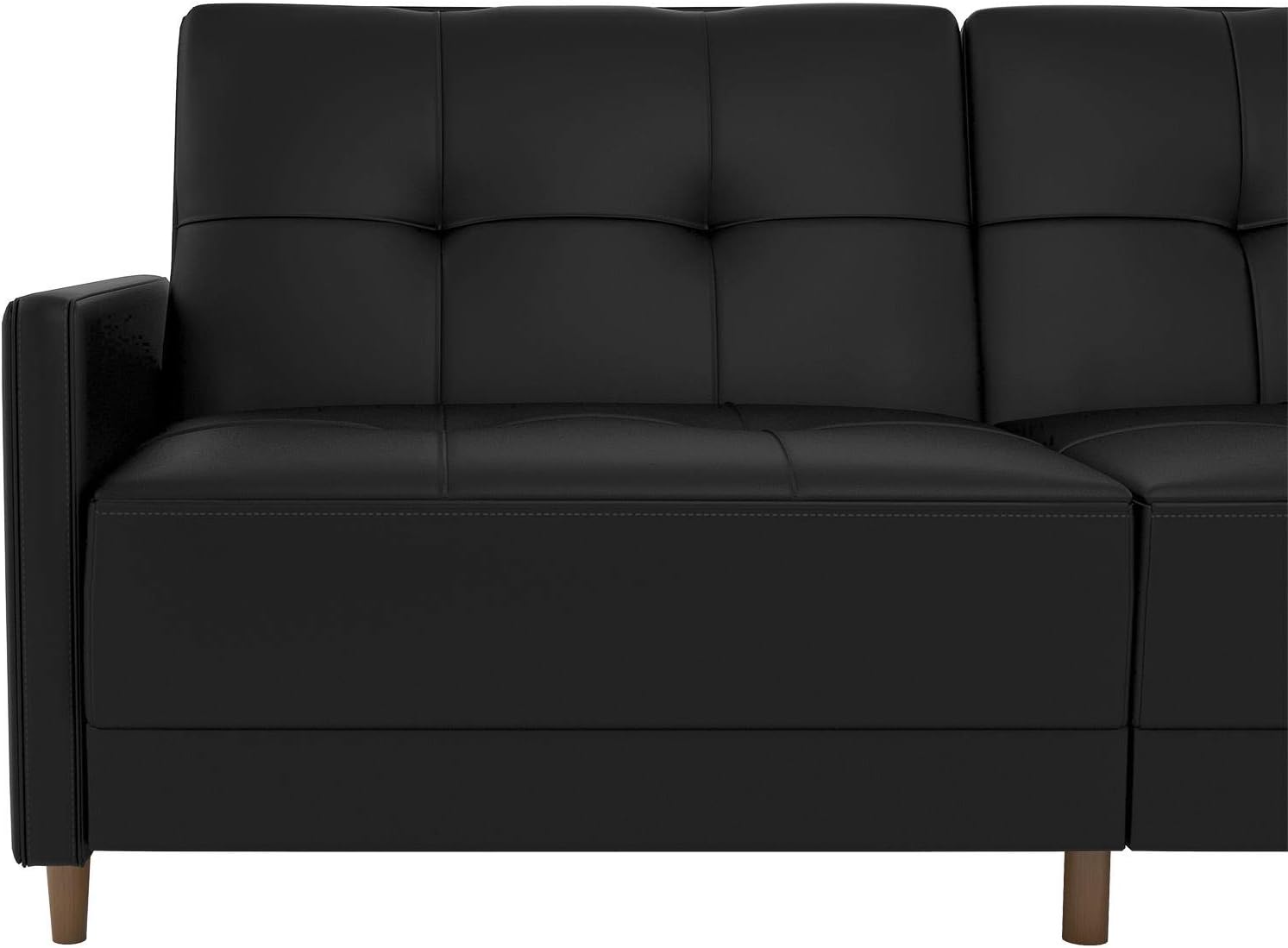 DHP Andora 76 Inch Futon Sofa Bed, Modern Upholstered Couch Sleeper with Button Tufted Back and Seat, Navy