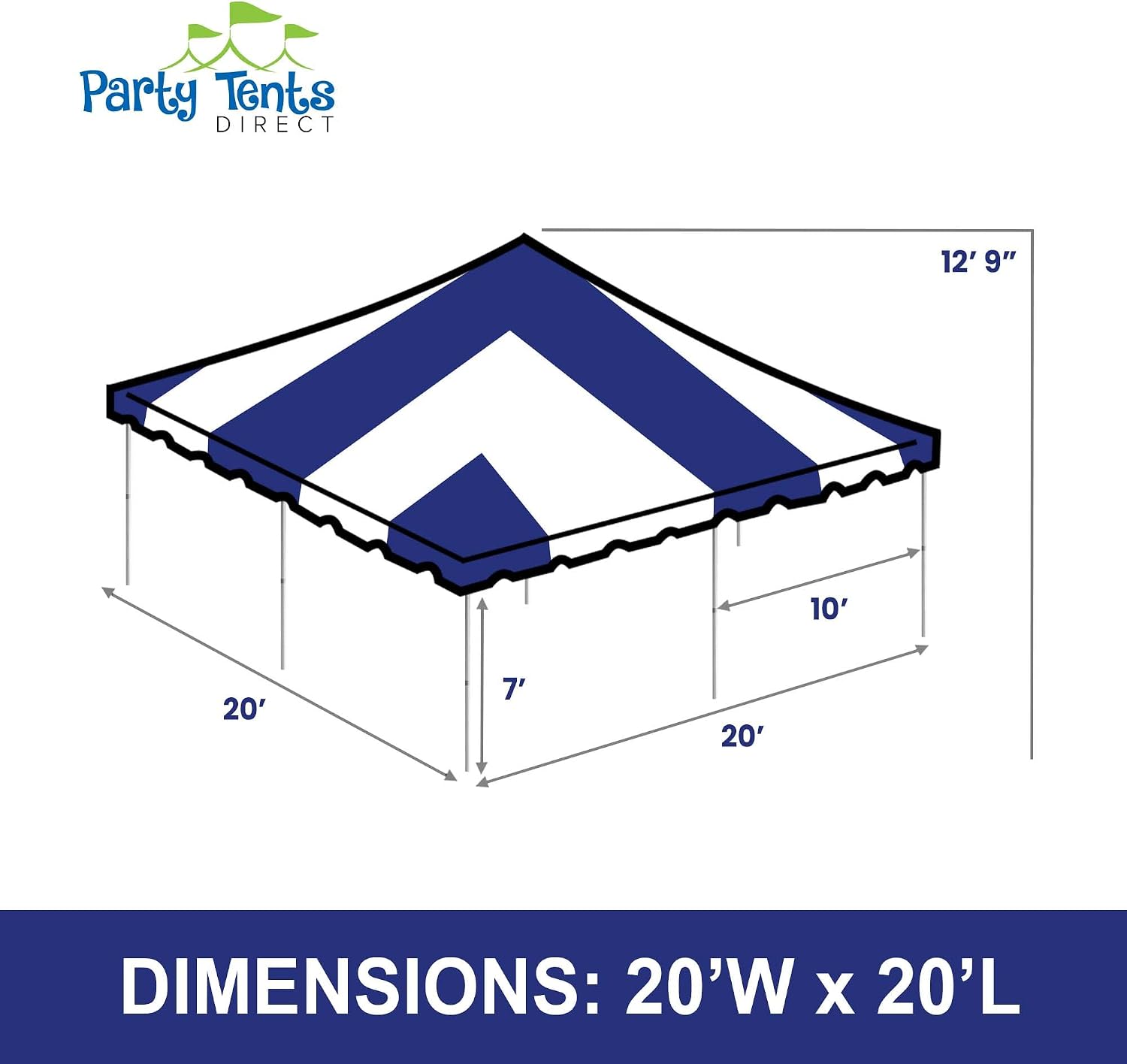 20’ x 20’ Weekender Canopy Pole Tent, Indoor and Outdoor Heavy Duty Easy Up, 80 Person Capacity Tent for Parties, Weddings, and Events, Commercial and Residential Use, PVC White Top | Easy Up Weekender Canopy Tent With 80 Person Capacity - Outdoor Canopi…