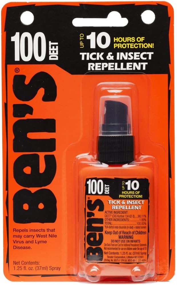 Ben's 100 DEET Tick & Insect Repellent Pump Spray, 3.4 fl oz, 2 Pack | Maximum Strength 100% DEET Formula Offers 10 Hours of Protection with No Alcohol or Other Additives for Adults & Children