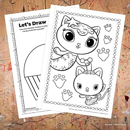 Bendon Inc Gabby's Dollhouse Coloring Book with Stickers, 4 Stamper Markers Included, 48 Pages