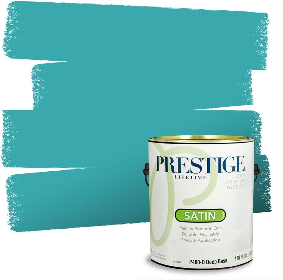 PRESTIGE Paints Exterior Paint and Primer In One, 1-Gallon, Satin, Comparable Match of Sherwin Williams* Blue Nile*