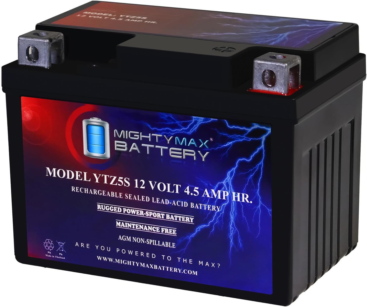 Mighty Max Battery YTZ12S -12 Volt 11 AH, 210 CCA, Rechargeable Maintenance Free SLA AGM Motorcycle Battery