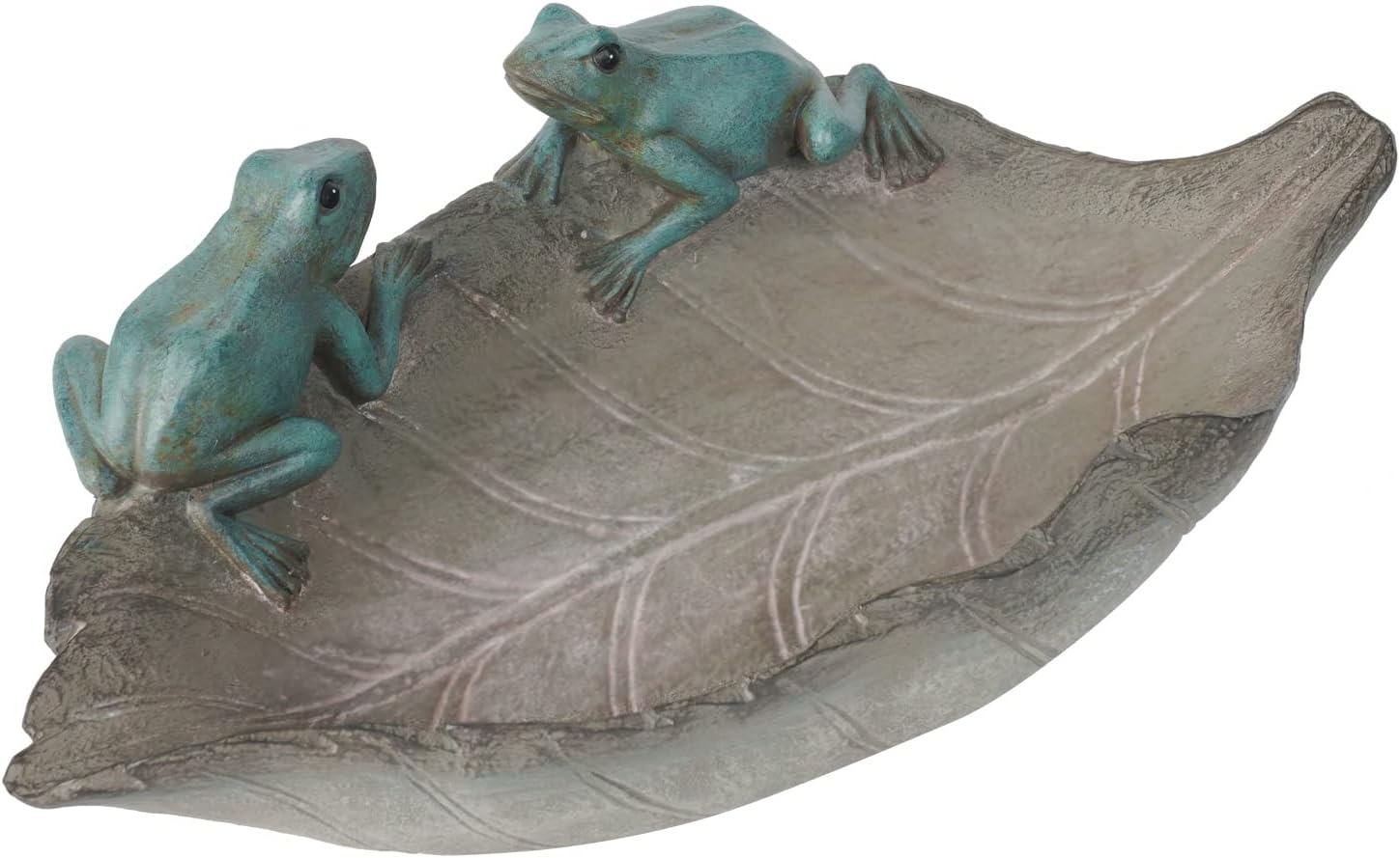 Bird-Feeder Wild Bird-Bath Bowl Outdoors - Garden Decor Polyresin Birds on Leaf 12.4 * 7.5 * 4.1 Inch-Newman House Studio