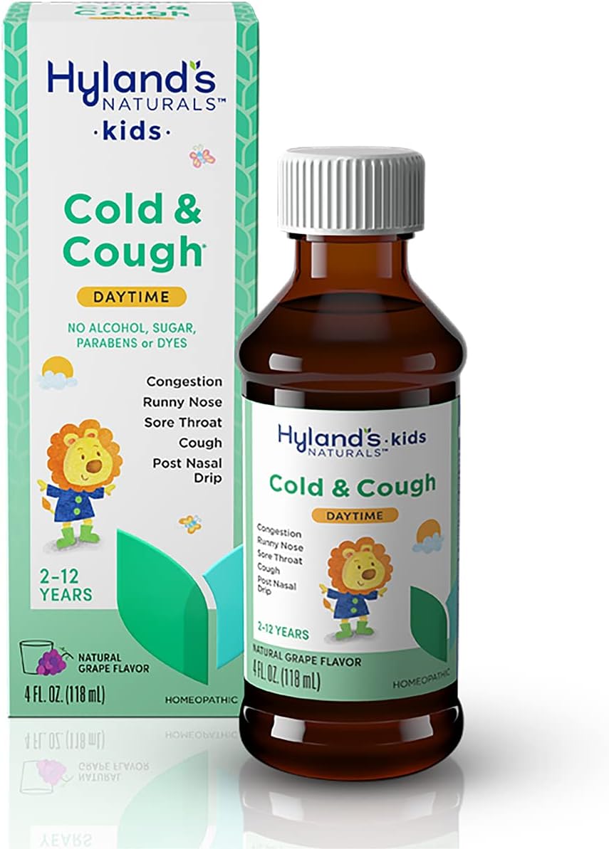 Hyland's Kids Cold and Cough, Day and Night Combo Pack, Cold Medicine for Ages 2 and up, Syrup Cough Medicine for Kids, Nasal Decongestant, 4 Fl Oz (Pack of 2)