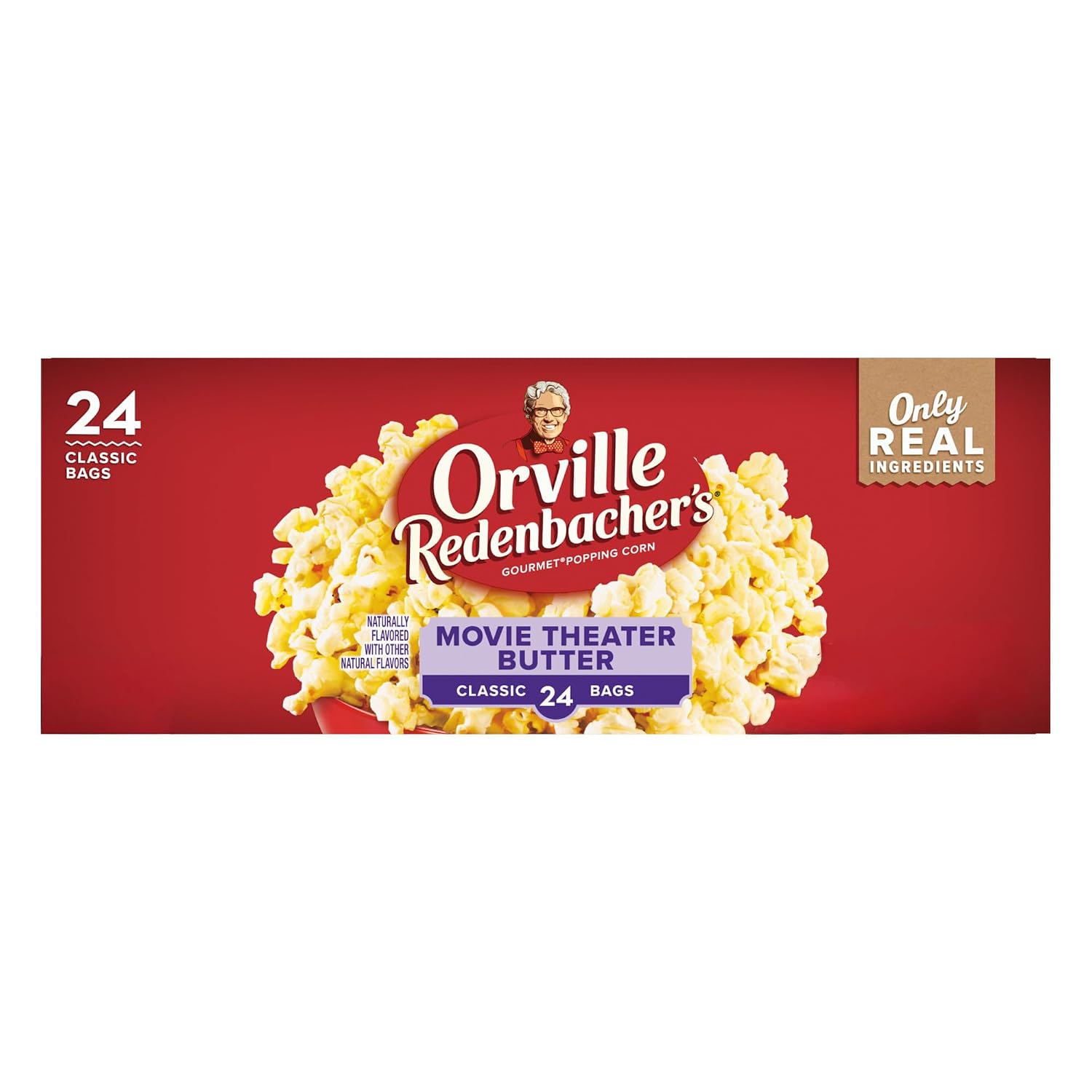 Orville Redenbacher's Movie Theater Butter Microwave Popcorn, 3.29 Ounce Classic Bag, 24-Count