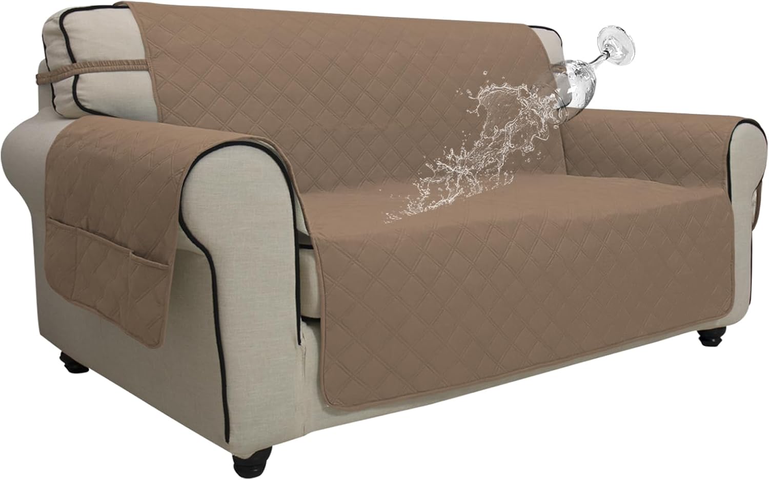 Easy-Going Waterproof Non-Slip Couch Cover, Small Recliner, Chocolate