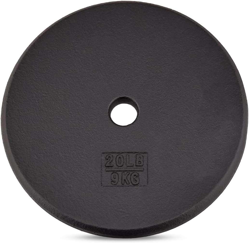 Yes4All Standard Weight Plates, 1-Inch Cast Iron Barbell Weights, Wide Range 5–50 LB, Ideal for Strength Training & Workout Routine, Available in Single, Pair & Set of 4
