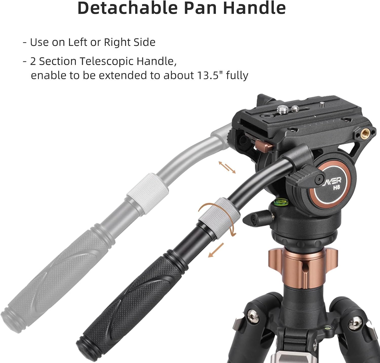 Cayer H8 Tripod Fluid Head, 60mm Base Video Head 13.2 Lb Load for Camera | Metal Housing, Adjustable Pan Handle, Smooth Fluid Movement