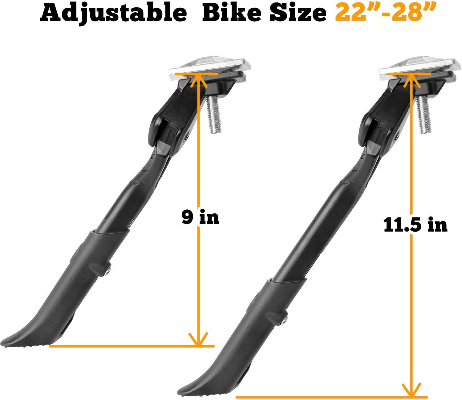 Sataway Bike Kickstand Adjustable Strong Center Mount Aluminum Alloy Bicycle Kickstand for 26” 700C 27.5” 28” inch Electric Bike Hybrid Bike