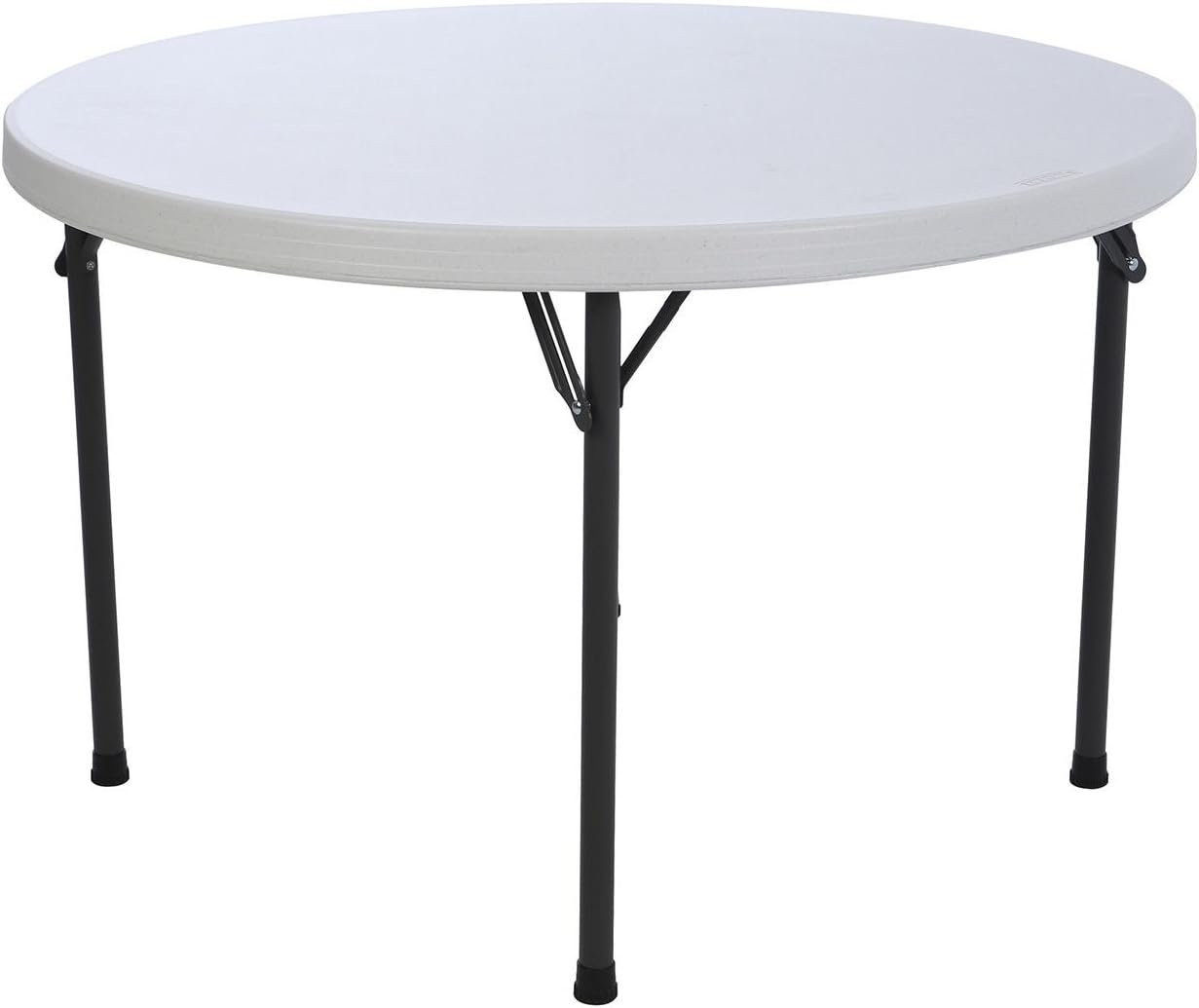 Lifetime 22960 Folding Round Table, 4 Feet, White Granite