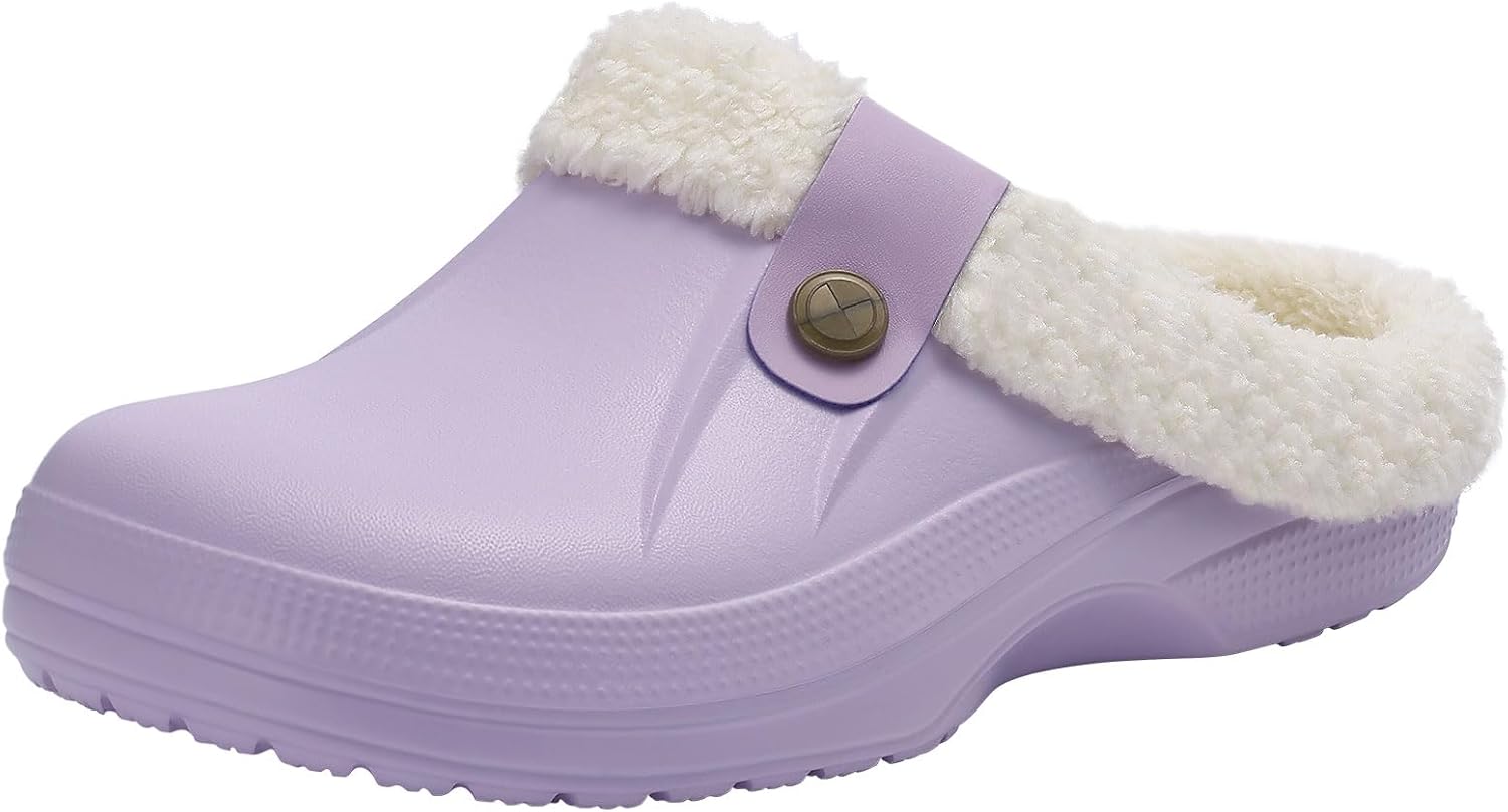 Beslip Fur Lined Clogs for Women & Men Fuzzy Slippers with Memory Foam