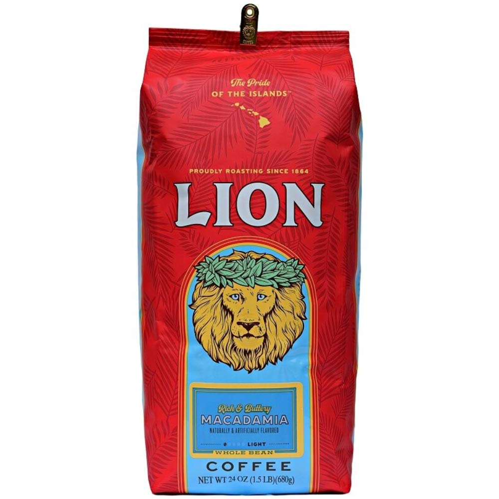 Lion Coffee 24K Gold Roast 100% Kona Whole Bean Coffee, Medium-Light Roast, A Taste of Aloha - 7 Ounce Bag