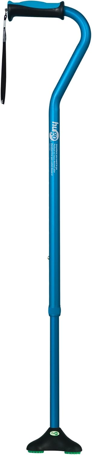 Hugo Mobility Adjustable Offset Quadpod Cane with Stable Tip, Smoke | Offset Quadpod Cane Features an Ultra Stable Tip for Confident, Everyday Walking Support and Balance