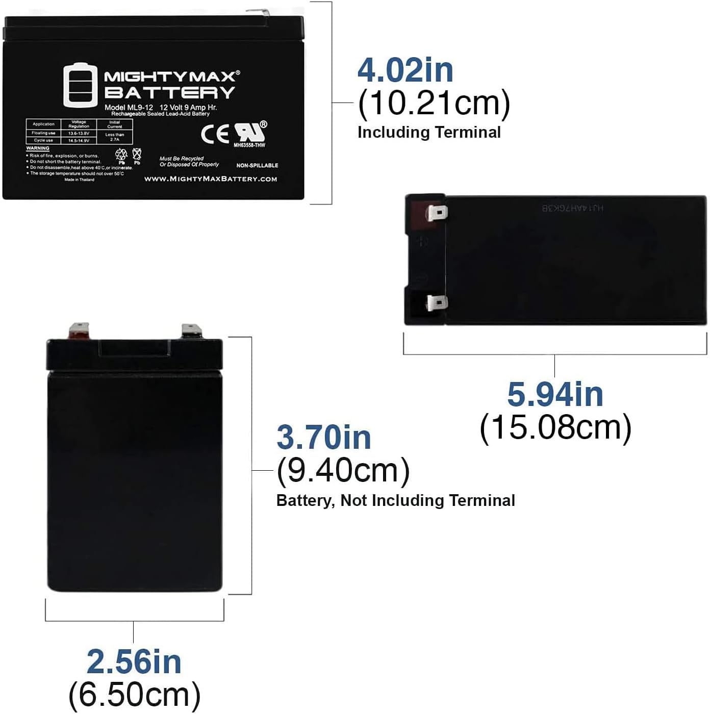 Mighty Max Battery 12V 9Ah SLA Battery for Razor MX350 MX400 Dirt Bike - 2 Pack