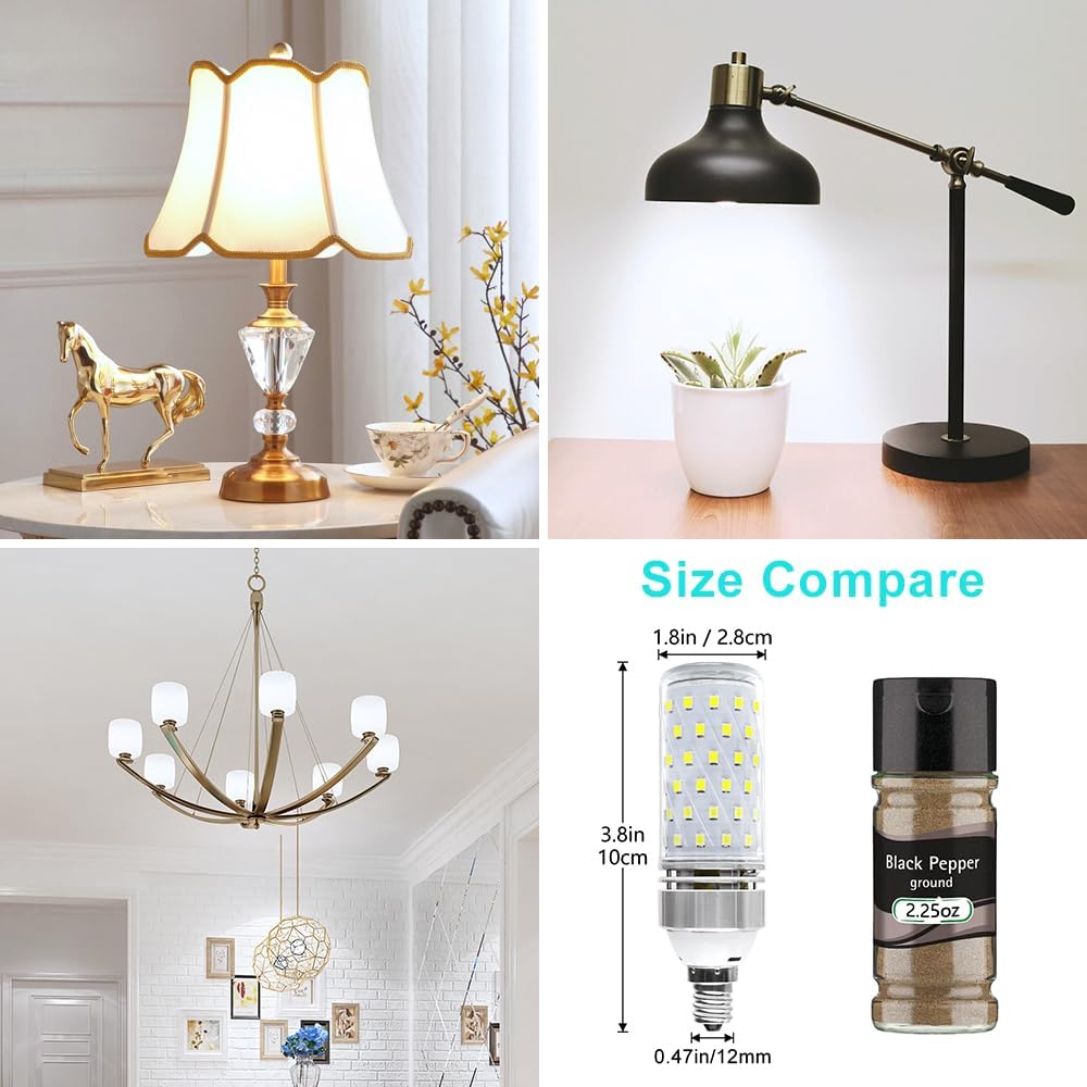 LEDLightsWorld Super Bright E12 LED Corn Bulbs, 16W 1500LM Bulbs, Daylight White 6000K Lights, CRI80+, 120W Incandescent Bulb Equivalent