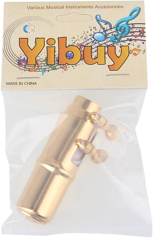 Yibuy #6 Golden Brass B-flat Soprano Saxophone Mouthpiece with Ligature Reed