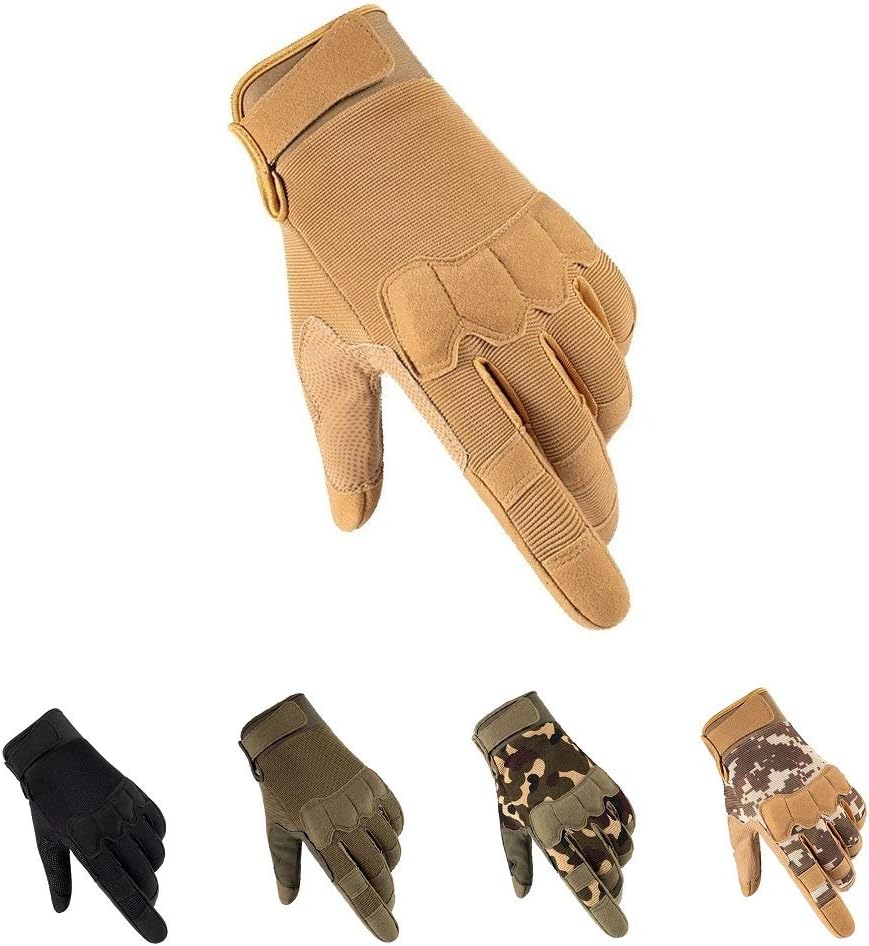 HYCOPROT Full Finger Gloves, Touch Screen Knuckle Protective Breathable Lightweight Outdoor Gloves for Shooting, Hunting, Motorcycling, Climbing