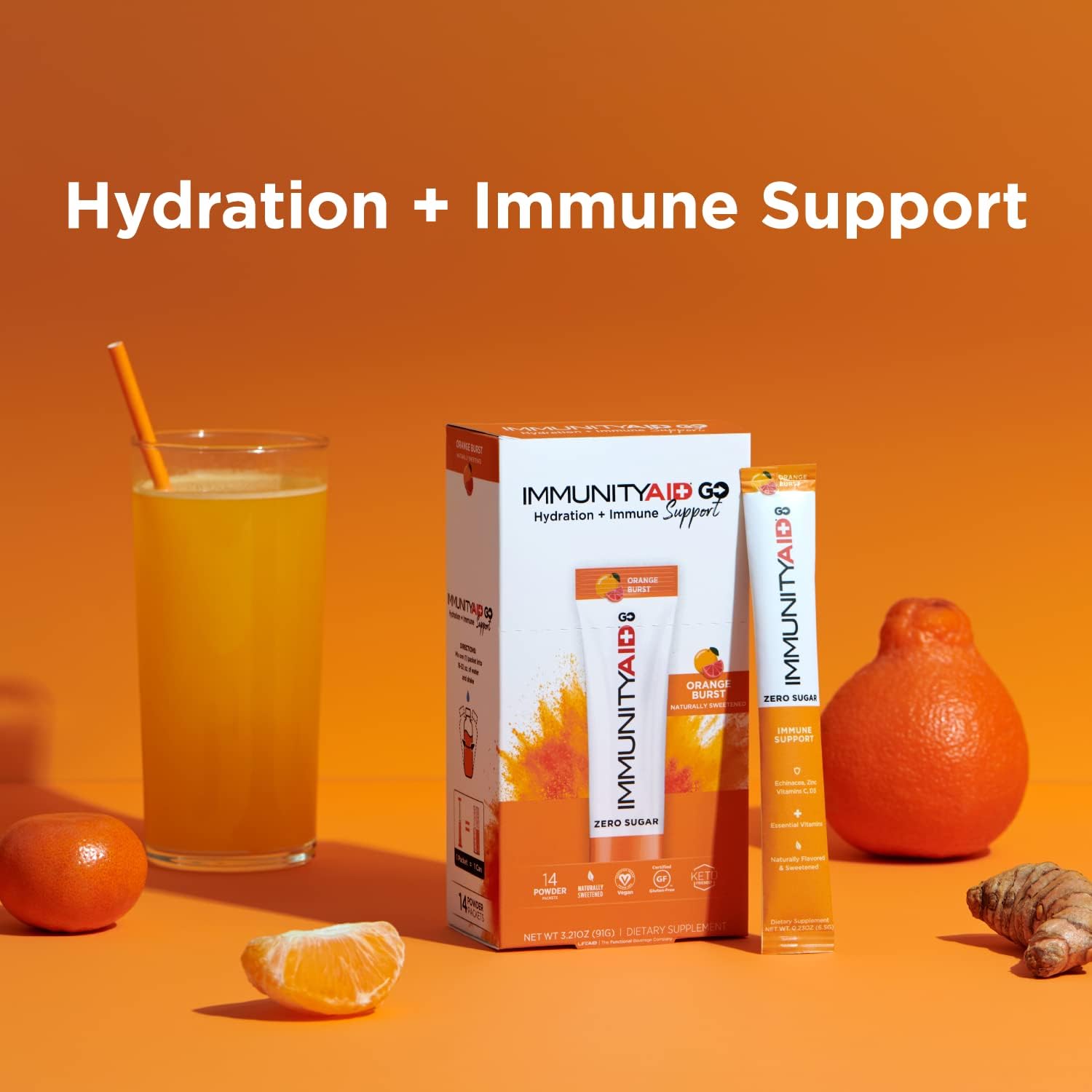 LIFEAID IMMUNITYAID GO Zero Sugar Hydration Packets (14 Packets)