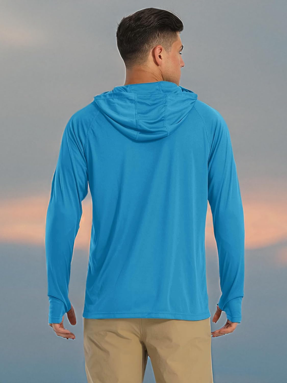 MAGCOMSEN Men's Hooded UPF 50+ Sun Protection T Shirts Long Sleeve Athletic Fishing Shirts Rash Guards
