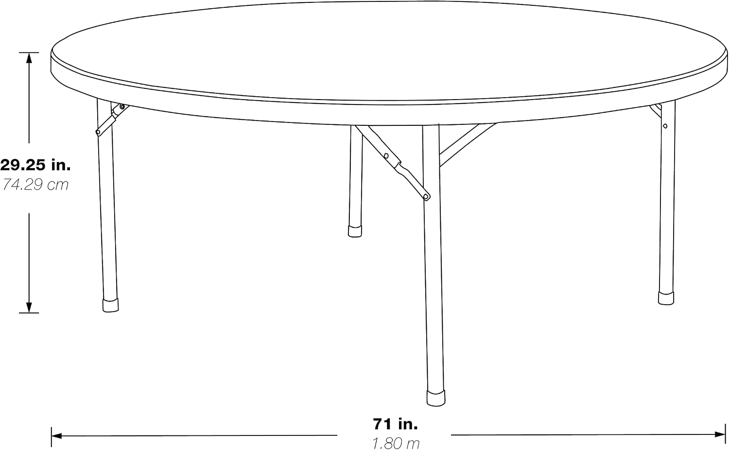 Office Star Resin Folding Table for Banquets, Picnics, and Parties, 71 Inch, Round
