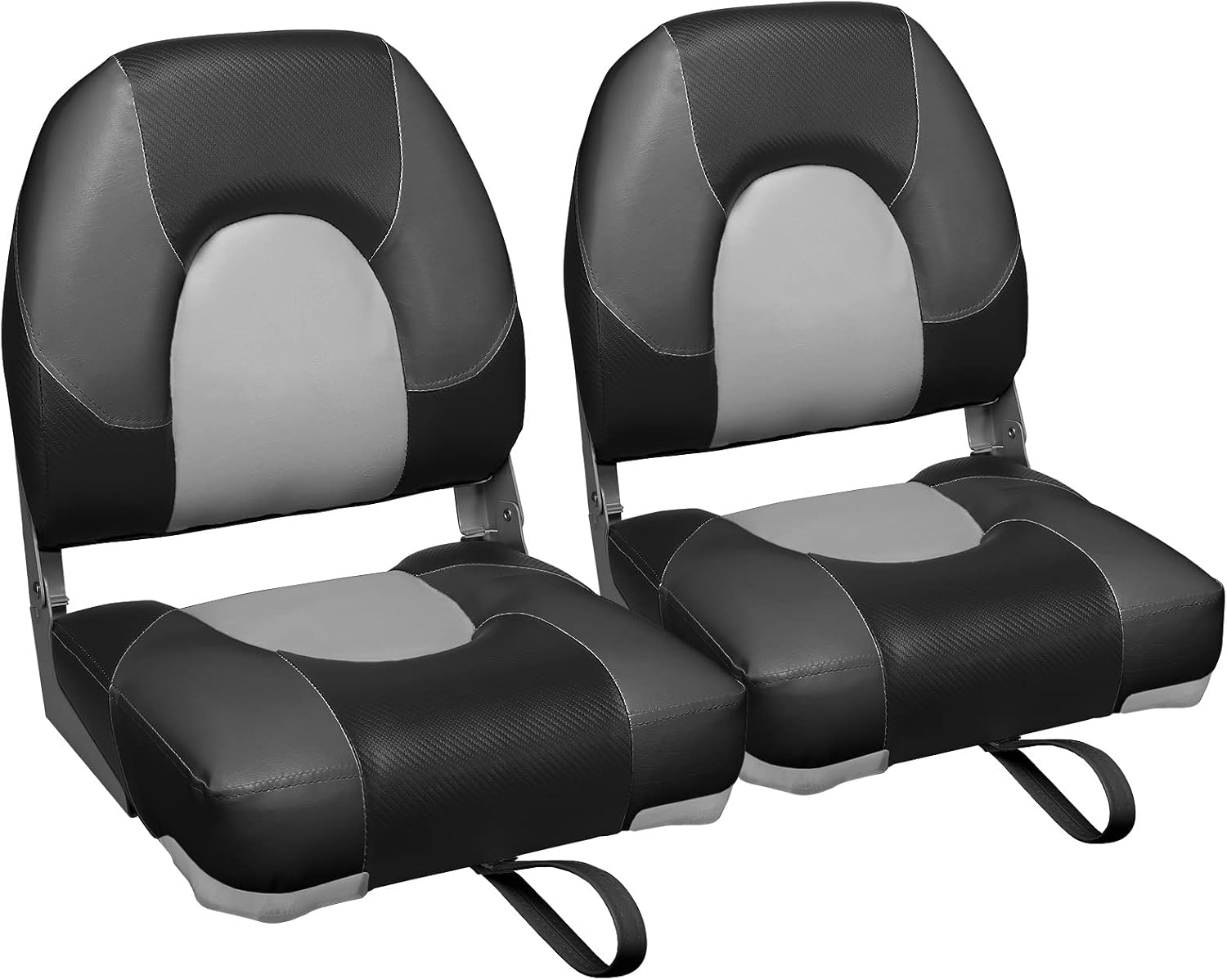 Leader Accessories Low/High Back Folding Fishing Marine Boat Seat 2 Pack