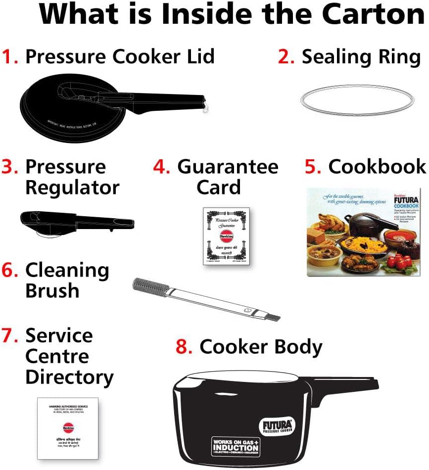 Hawkins Futura 5 Litre Pressure Cooker, Hard Anodised Inner Lid Pressure Cooker, Induction Cooker, Pan Cooker, Black (IFP50)