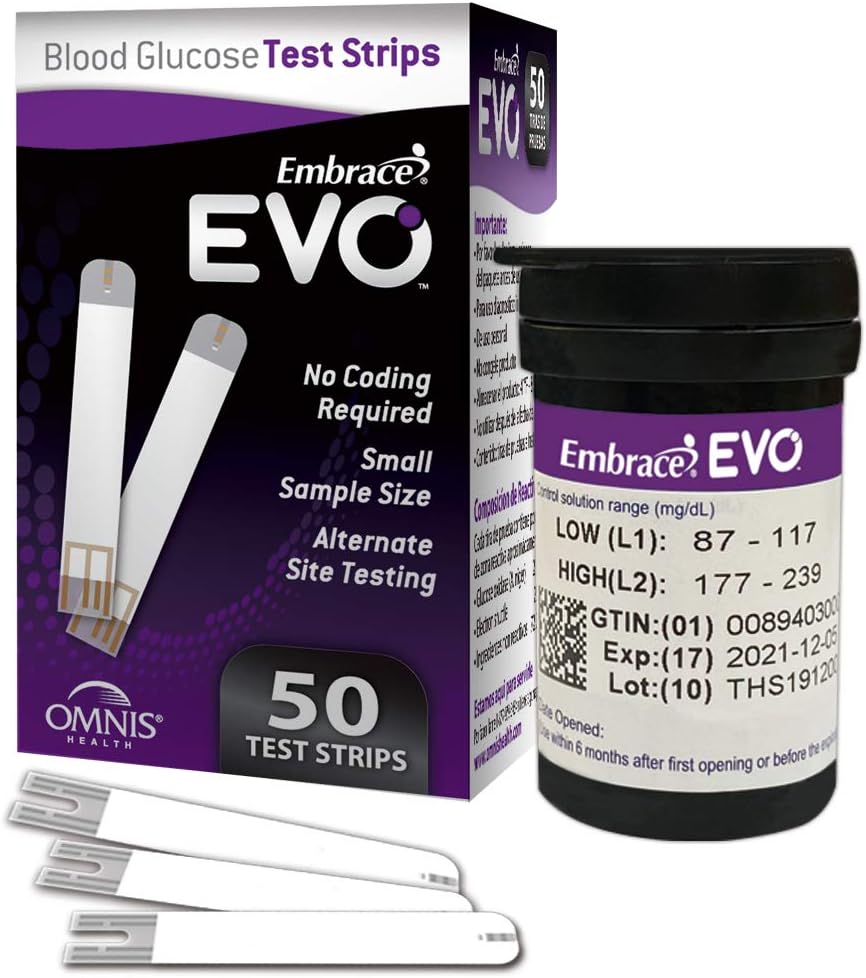 Embrace EVO Blood Glucose Test Strips 50ct Vial