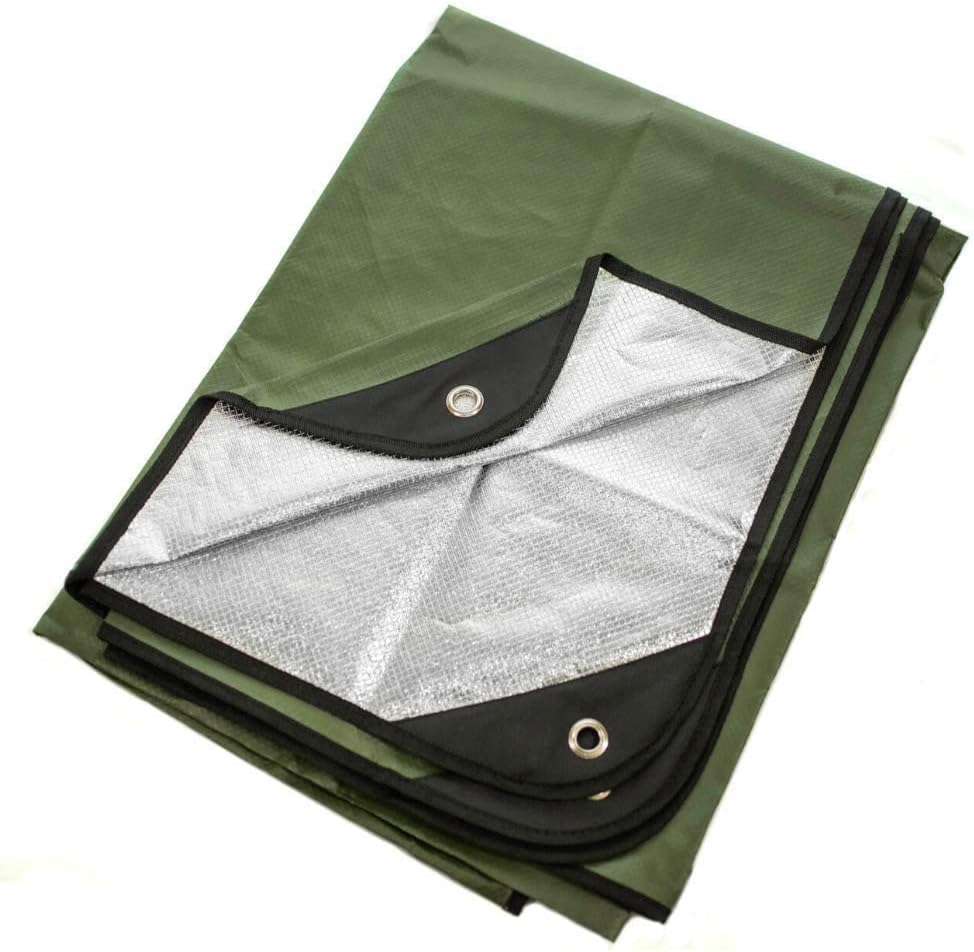Arcturus Insulated Tarp, Reusable Heavy Duty Thermal Survival Blanket – 60x82in, Reflects 90% Body Heat, Waterproof, Windproof, 3-Layer Design, Reinforced Grommets, Olive Green | Reflective Mylar, Waterproof & Windproof, Reinforced Grommets for Tarp Setu…