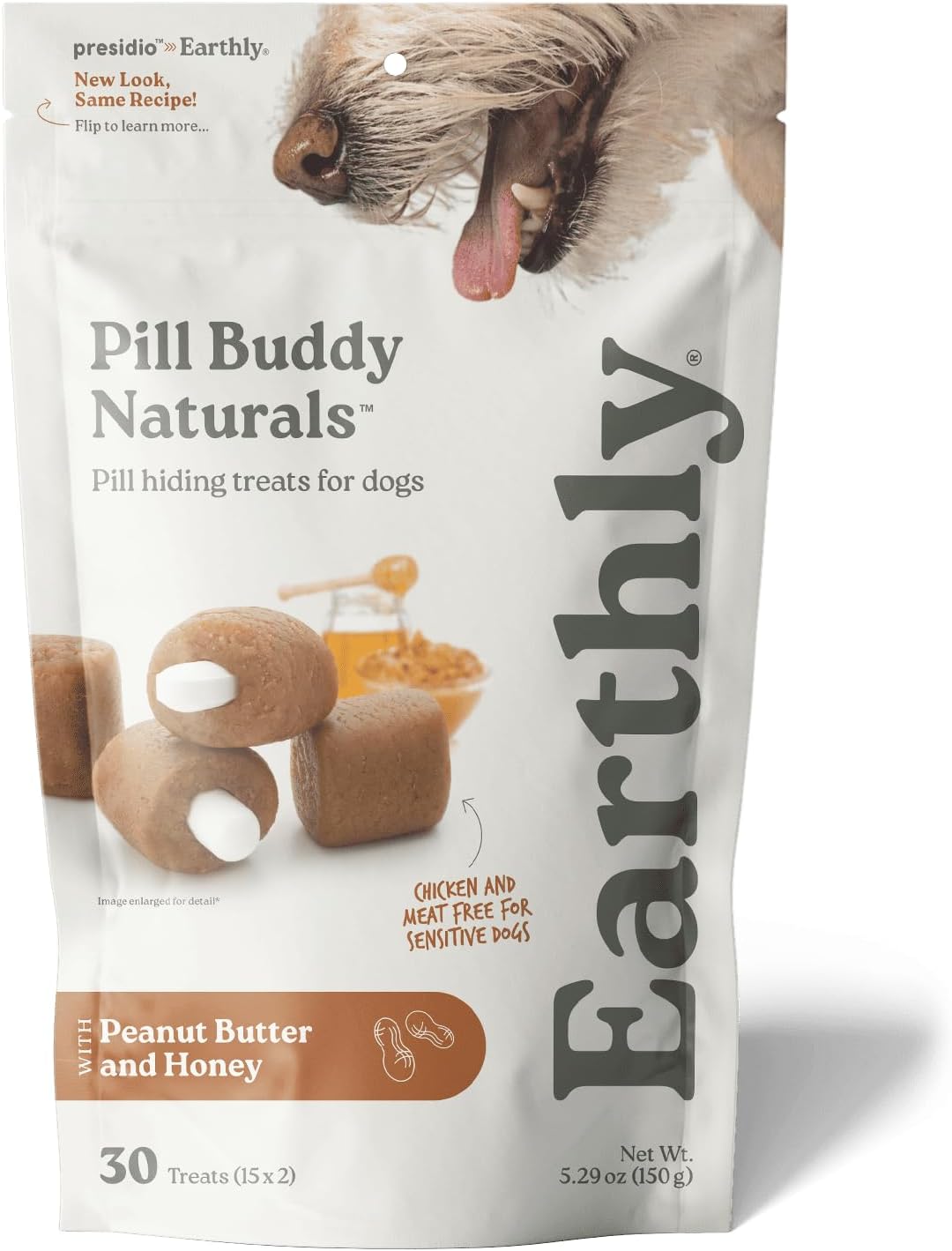 Presidio Earthly Pill Buddy Naturals - PB & Banana Recipe Pill Hiding Treats for Dogs - Make A Perfect Pill Concealing Pocket Or Pouch for Any Size Medication - 30 Servings