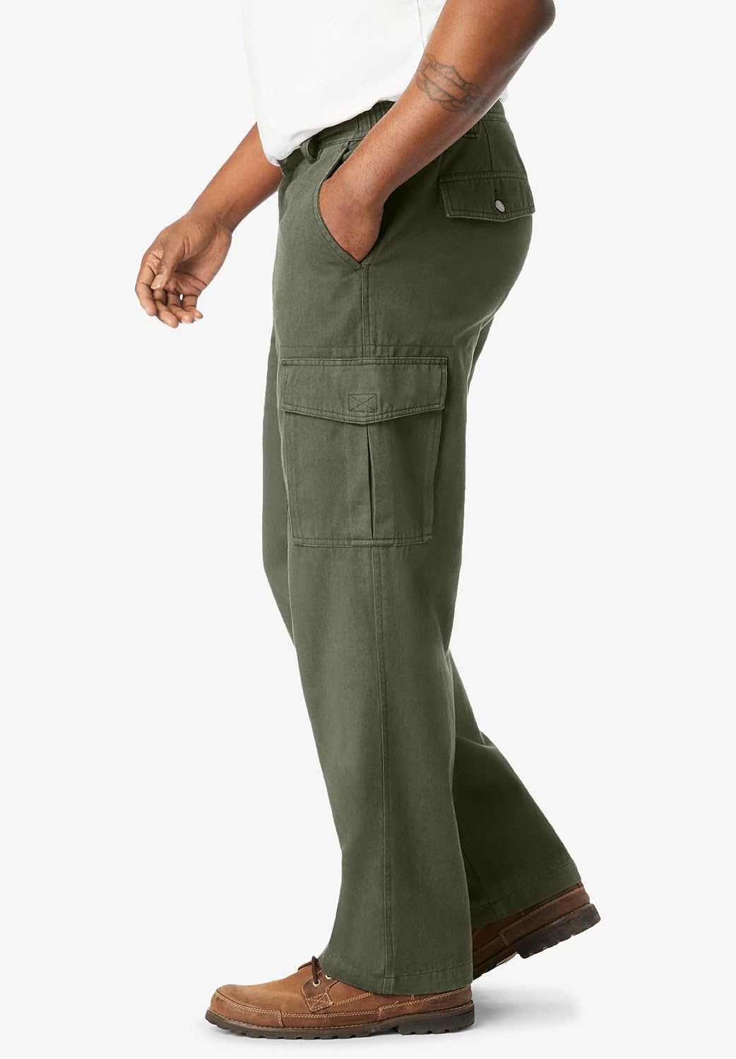 Boulder Creek by Kingsize Men's Big & Tall Renegade Side-Elastic Waist Cargo Pants