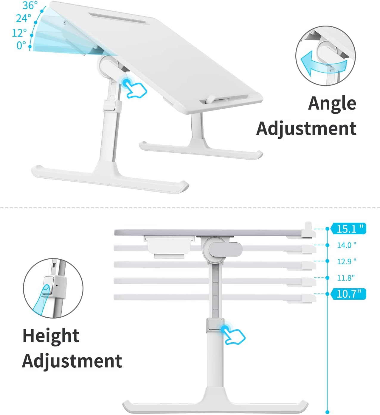Laptop Lap Desk for Bed, SAIJI X-Large Adjustable Laptop Table
