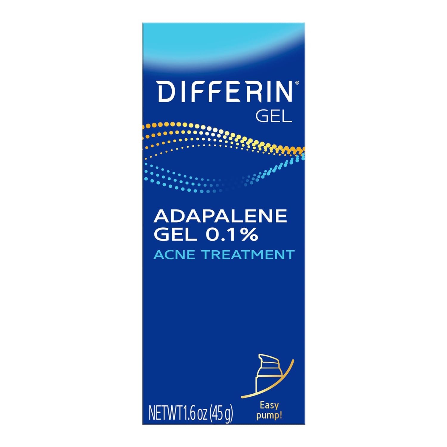 Differin Acne Retinoid Treatment Gel, 0.1% Adapalene, 45g Tube, 2ct