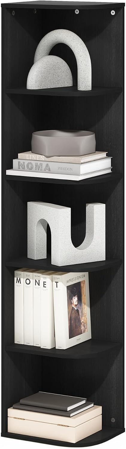 Furinno LUDER Book Shelf, 5-Cube Bookshelf, Reversible Bookcase, 9.4 x 19.5 x 31.5, Easy Assembly, for Living Room, Bedroom, Home Office, White