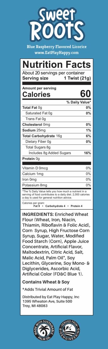 Sweet Roots Black Licorice Twists – 1 Bag (16 oz) – Jumbo Size Candy Sticks | Vegan, Fat Free, Kosher | Soft Gourmet Licorice Candy with Classic Black Licorice Flavor