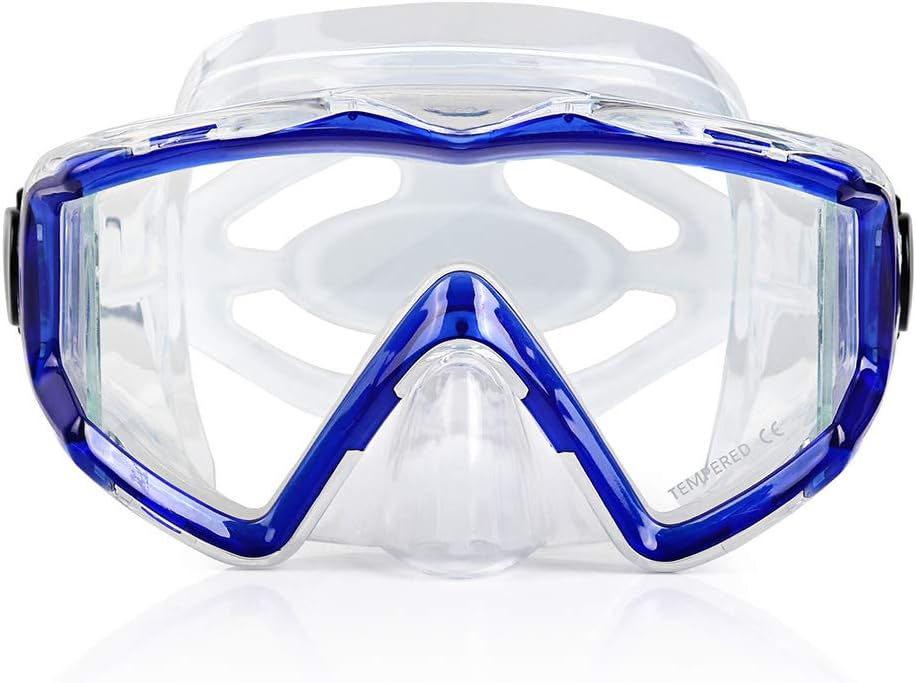 Adult Pano 3 Scuba Diving Mask, Tempered Glass Snorkel Mask Anti-Fog Swim Mask No Leakage Swim Goggles with Nose Cover Snorkeling Gear for Snorkeling